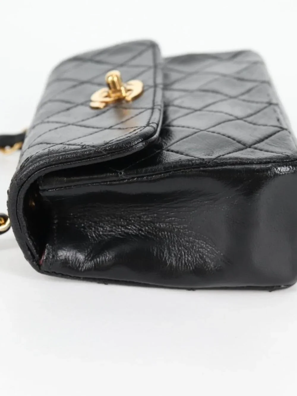 CHANEL Matelasse Chain Shoulder Bag Lamb Skin Black Gold CC Auth bs29080